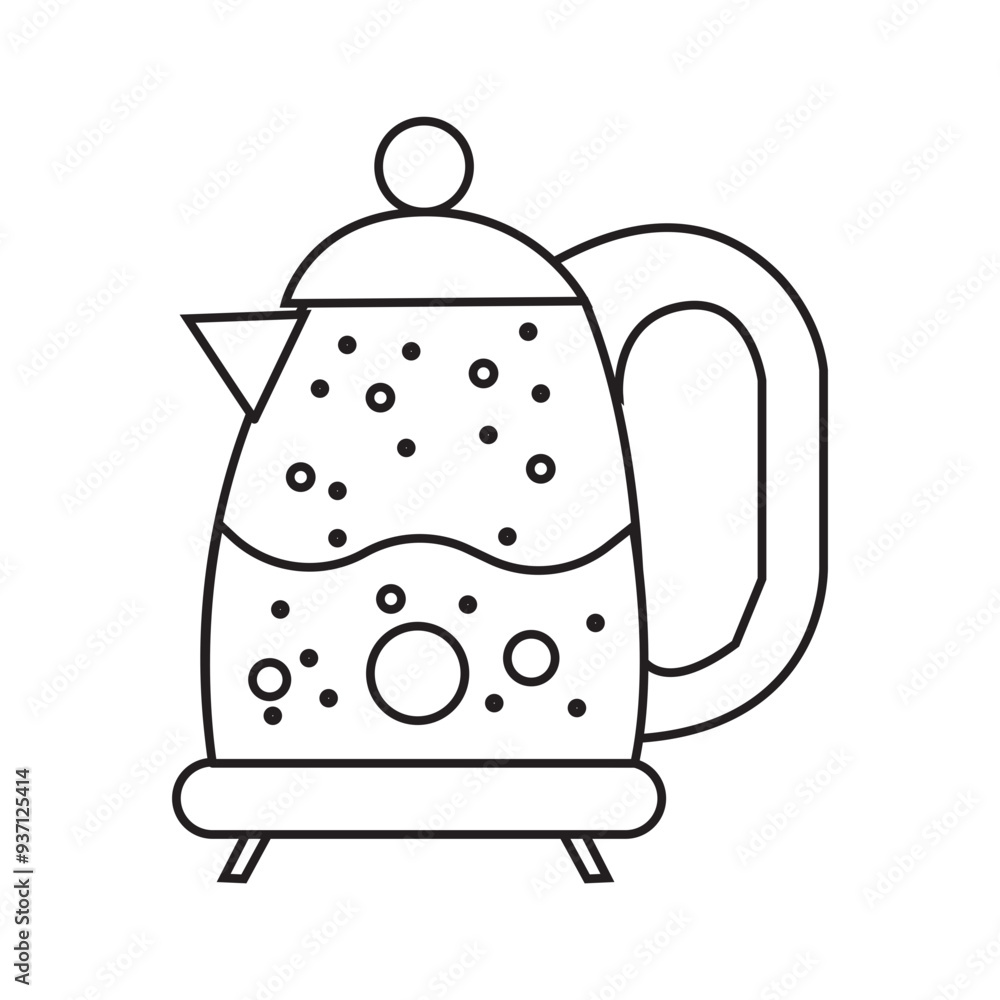 Obraz premium Minimalist line art kettle vector, ideal for kitchenware and appliance designs.