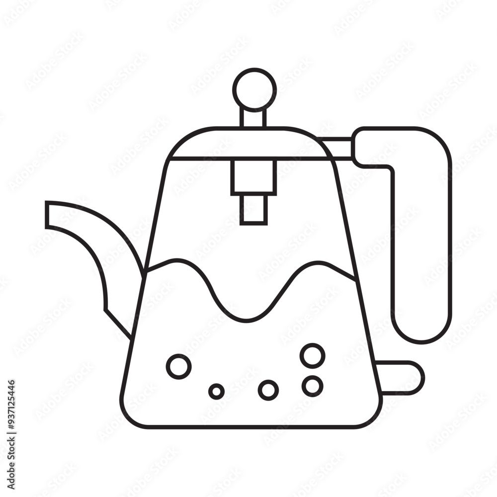 Minimalist line art kettle vector, ideal for kitchenware and appliance designs.