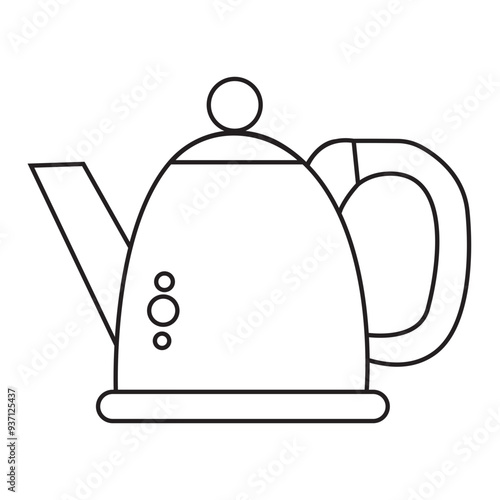 Minimalist line art kettle vector, ideal for kitchenware and appliance designs.