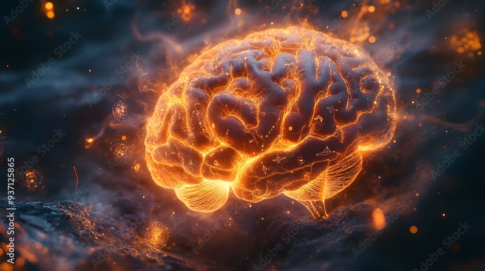 Fiery Brain Abstract Concept of Intelligence and Creativity Fiery Brain Abstract Concept of Intelligence and Creativity