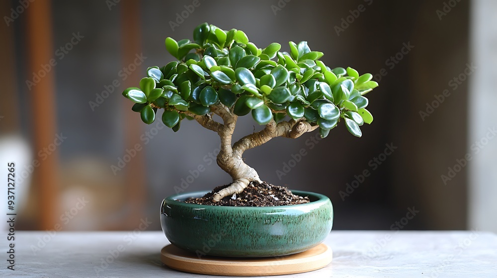 Green Bonsai Tree in a Green Pot Green Bonsai Tree in a Green Pot