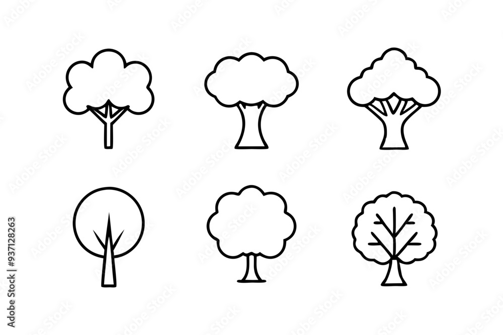 Set of Draw a tree icons silhouette vector line art illustration
Set of Draw a tree icons silhouette vector line art illustration