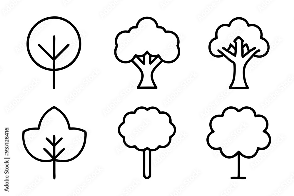 Set of Draw a tree icons silhouette vector line art illustration
Set of Draw a tree icons silhouette vector line art illustration