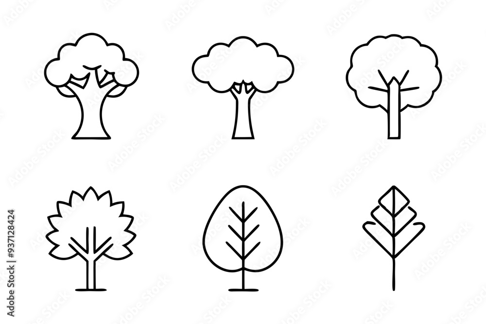 Set of Draw a tree icons silhouette vector line art illustration
Set of Draw a tree icons silhouette vector line art illustration