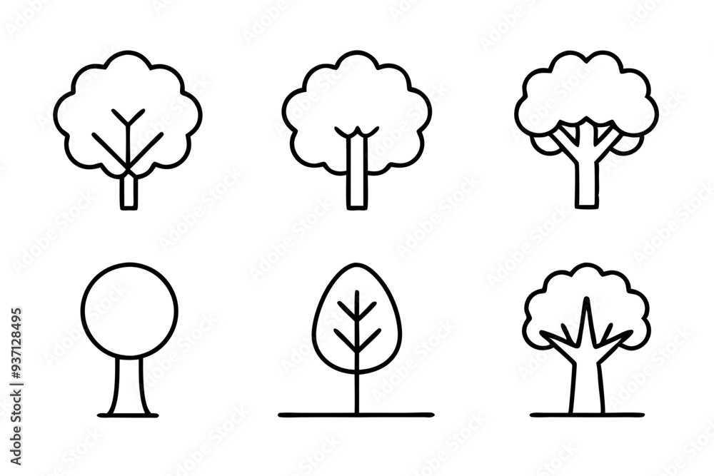 Set of Draw a tree icons silhouette vector line art illustration
Set of Draw a tree icons silhouette vector line art illustration