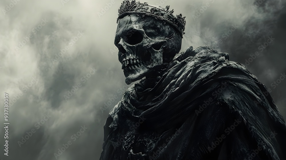 Fototapeta premium A skeletal pirate with a tattered hat