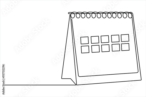 Continuous one line drawing of calendar icon. memorable date, countdown, holiday, weekday and weekend vector illustration