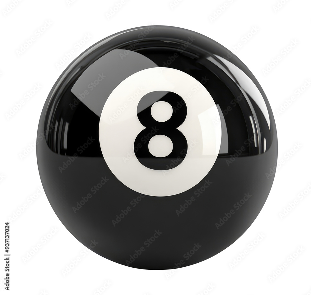 Black billiard ball with number eight, cut out Black billiard ball with number eight, cut out
