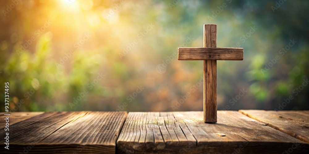 Rustic Cross Screen Background Rustic cross on simple table with soft slide show background, rustic ...