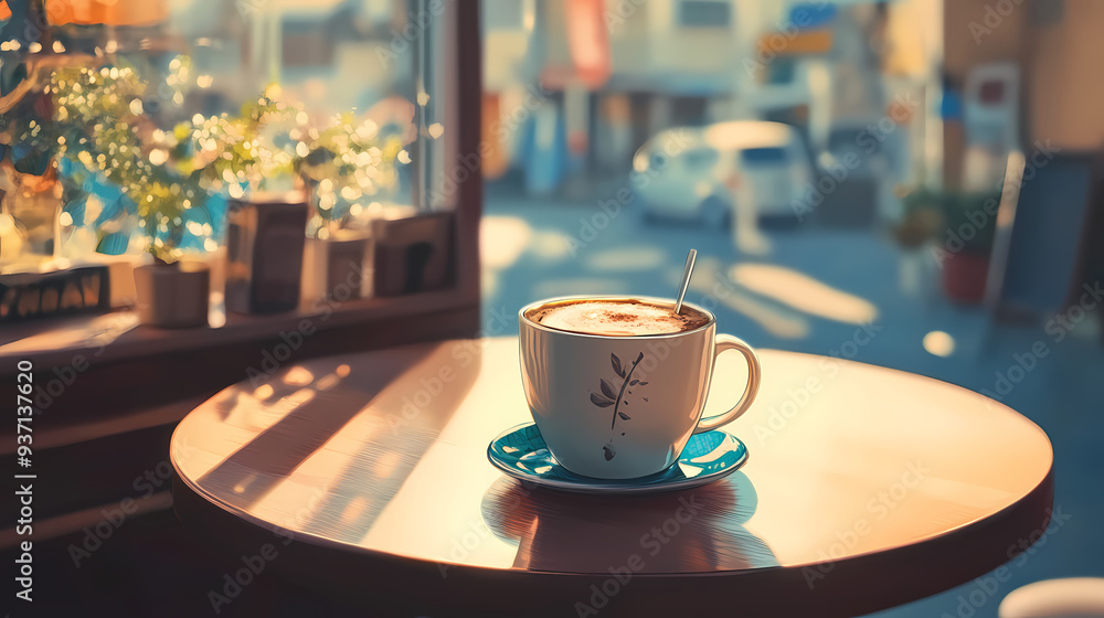 LOFI Ambient Hot Chocolate on Coffee Table Cozy Drink Autumn Colors LOFI Ambient Hot Chocolate on Coffee Table Cozy Drink Autumn Colors