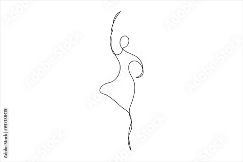 Continuous one line drawing of young dancer design outline vector illustration