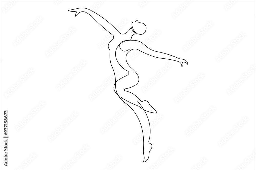 Continuous one line drawing of young dancer design outline vector illustration Continuous one line drawing of young dancer design outline vector illustration