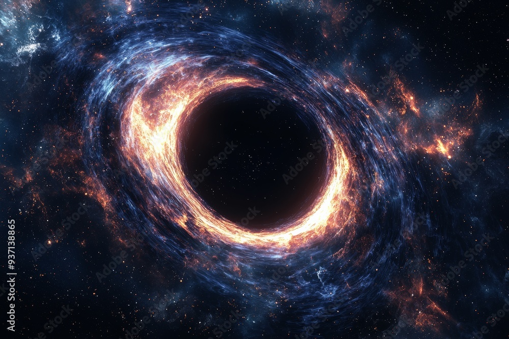 Black hole in space illustration created with Generative AI Black hole in space illustration created with Generative AI