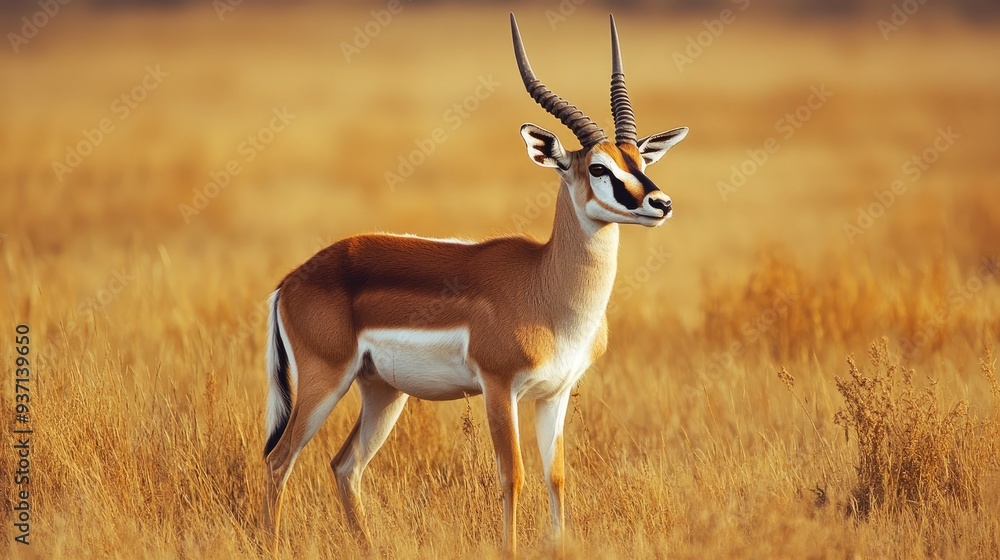 Blackbuck antelope in an open field, with room for copy. Blackbuck antelope in an open field, with room for copy.