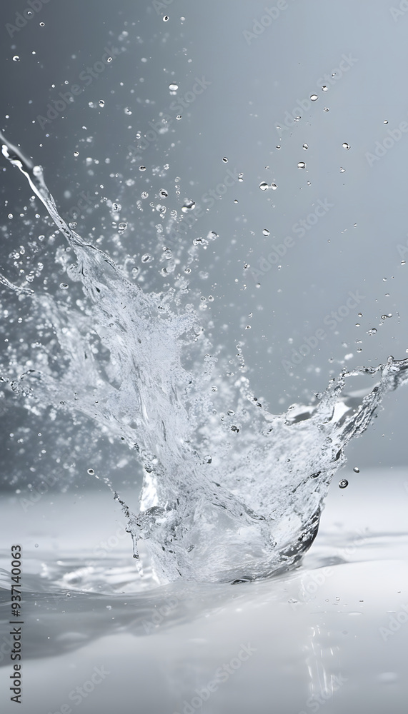 A dynamic splash of water captured in mid-air, showcasing intricate droplets and waves. The background is a soft gradient, enhancing the clarity and beauty of the water. A dynamic splash of water captured in mid-air, showcasing intricate droplets and waves. The background is a soft gradient, enhancing the clarity and beauty of the water.