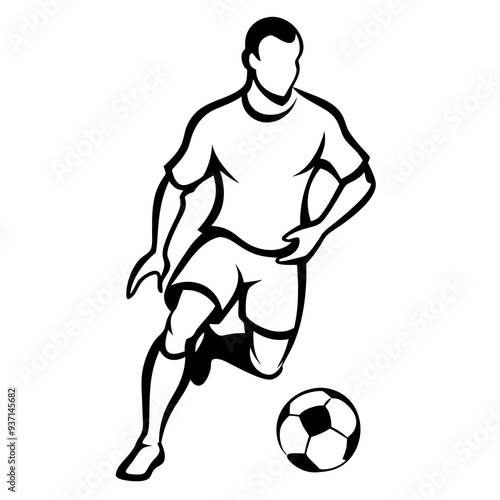 Football Soccer Player Silhouette Logo design vector line art illustration
