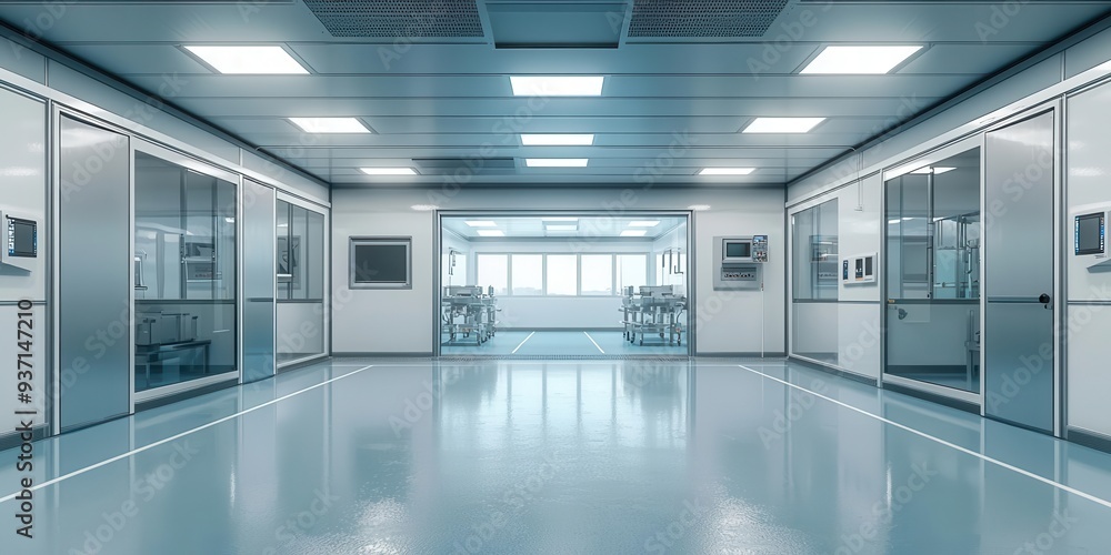 Obraz premium A modern, sterile laboratory interior featuring sleek design and advanced technology for scientific research and innovation