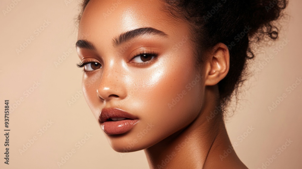 A close-up of a woman with flawless foundation and expertly contoured cheeks, highlighting her radiant skin and defined features. A close-up of a woman with flawless foundation and expertly contoured cheeks, highlighting her radiant skin and defined features.