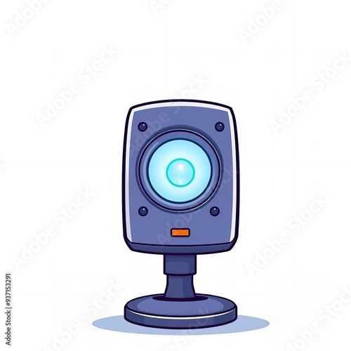 cartoon image of a computer monitor with a blue light on it. photo