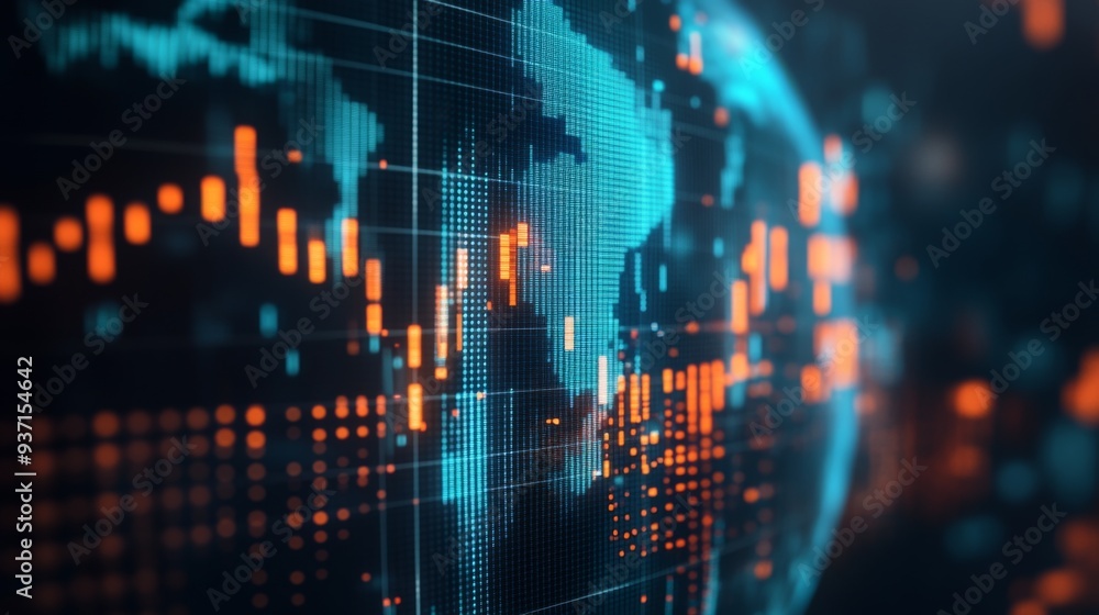 A dynamic financial graph superimposed over a globe, representing the global impact of financial markets. A dynamic financial graph superimposed over a globe, representing the global impact of financial markets.