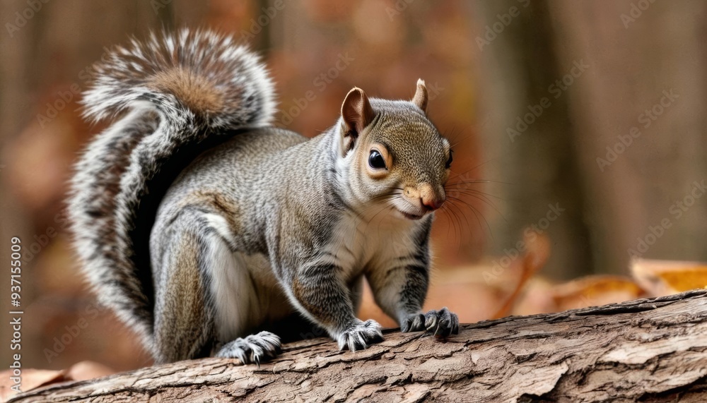 Alert squirrel on a tree branch ready for action Alert squirrel on a tree branch ready for action