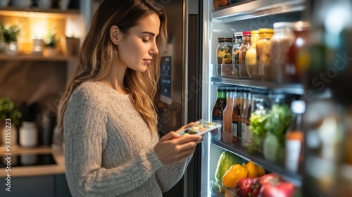 Woman Looking at Food in a