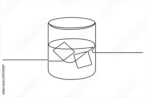 Continuous one single line drawing of wine glass vector illustration minimalism design of beverage element
