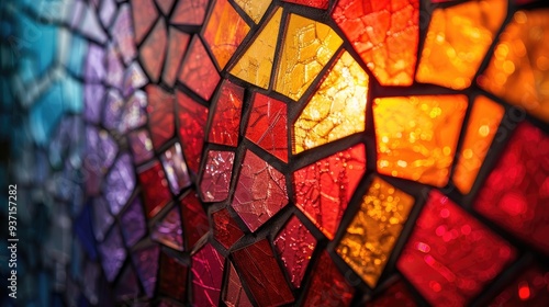 Colorful mosaic of abstract geometric glass pieces representing diversity 