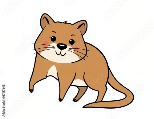 there is a cartoon of a brown cat standing on its hind legs.