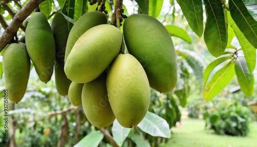  Bounty of nature  A tree laden with fresh green mangoes photo