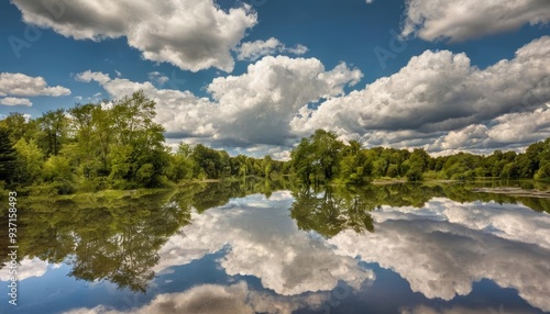  Tranquil waters mirroring a serene sky