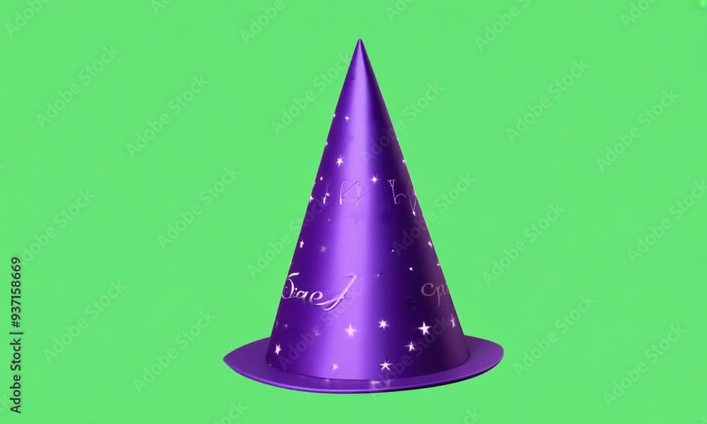 Purple Party Hat on Green Background Purple Party Hat on Green Background