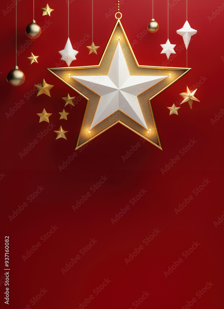 A Christmas star on a vertical background, part of a Christmas arrangement, designed as a wallpaper A Christmas star on a vertical background, part of a Christmas arrangement, designed as a wallpaper