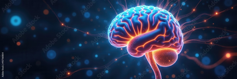 A vibrant and futuristic representation of a brain, highlighting neural connections, ideal for concepts in neuroscience, technology, and mental health. A vibrant and futuristic representation of a brain, highlighting neural connections, ideal for concepts in neuroscience, technology, and mental health.