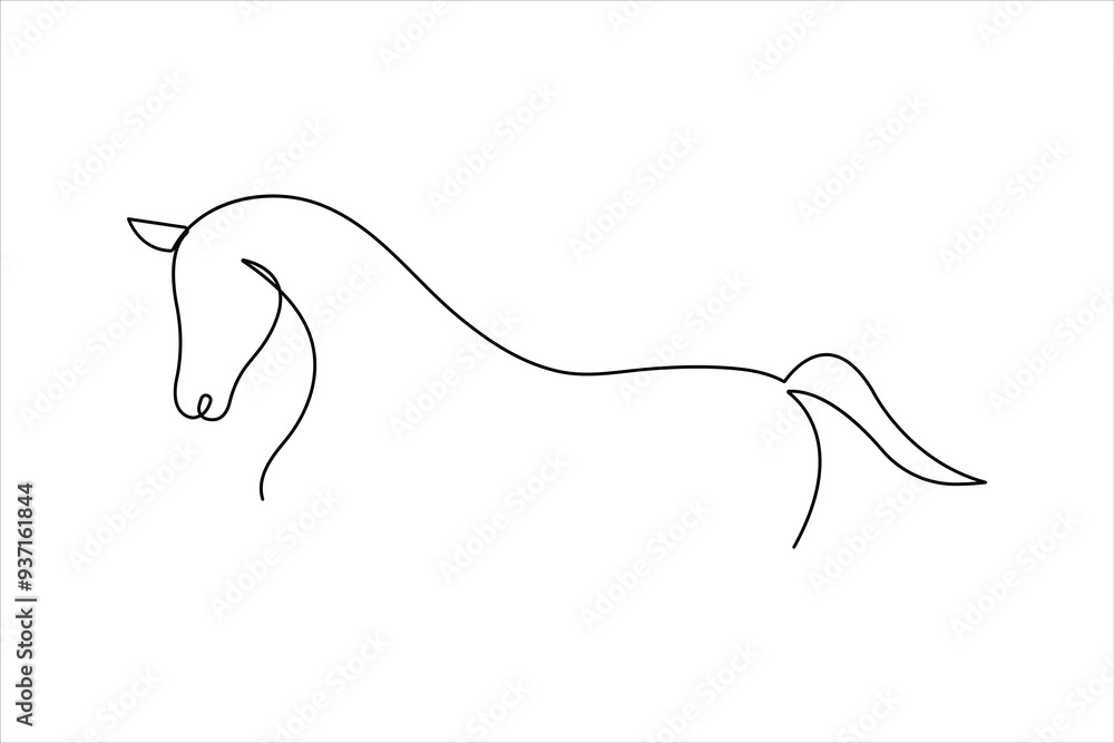 One continuous single line drawing of animal horse design outline vector illustration
One continuous single line drawing of animal horse design outline vector illustration