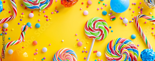 A delightful photo of colorful sweets, perfect for birthday or anniversary greetings. Captures the celebratory atmosphere with a focus on fun and indulgence. photo