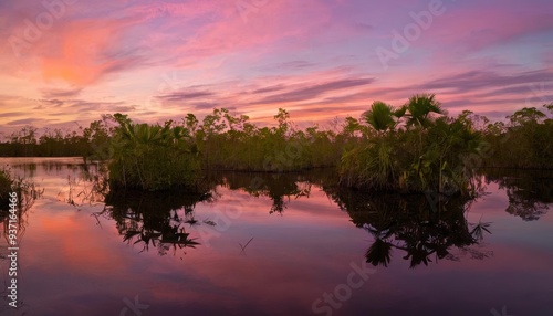  Tranquil sunset over serene marshland