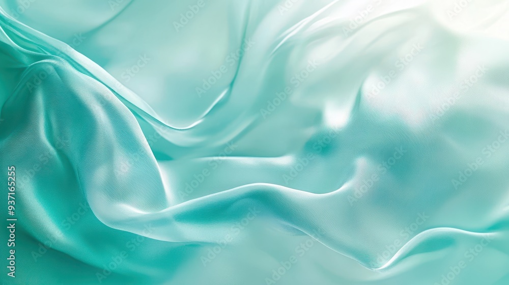Obraz premium A close-up of smooth, flowing turquoise silk fabric, showcasing its texture and sheen.