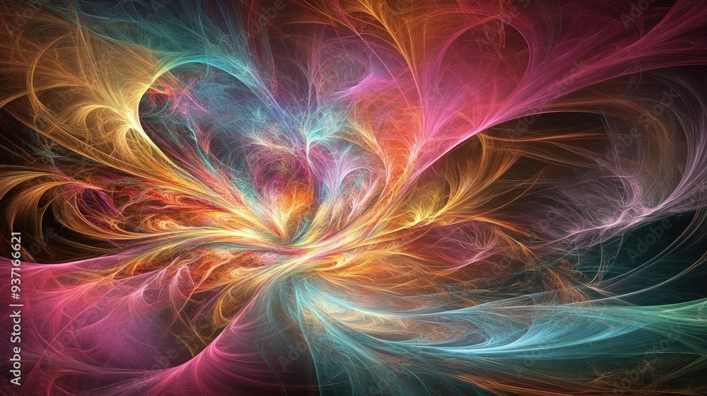 Obraz premium AI-generated art on a digital canvas, abstract forms, gallery lighting