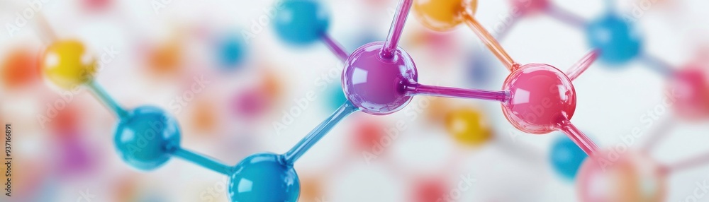 Colorful molecular structure showcasing unique connections between atoms, ideal for science and education themes. Colorful molecular structure showcasing unique connections between atoms, ideal for science and education themes.