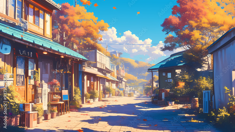 Scenic LOFI House on Cobblestone Street in Stunning Anime Manga Style Scenic LOFI House on Cobblestone Street in Stunning Anime Manga Style