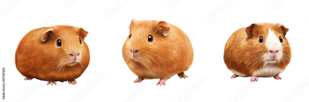 Guinea Pig with Soft Fur Pet Element Photorealistic Gentle and Friendly Isolated on White and Transparent Background Guinea Pig with Soft Fur Pet Element Photorealistic Gentle and Friendly Isolated on White and Transparent Background