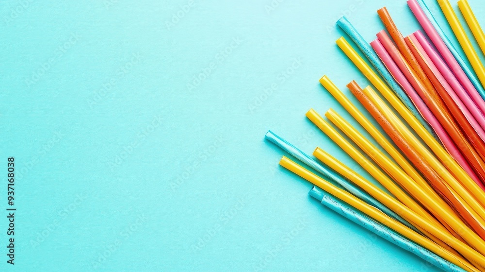 Biodegradable plant-based straws in a vibrant café, natural colors, soft ambient light Biodegradable plant-based straws in a vibrant café, natural colors, soft ambient light