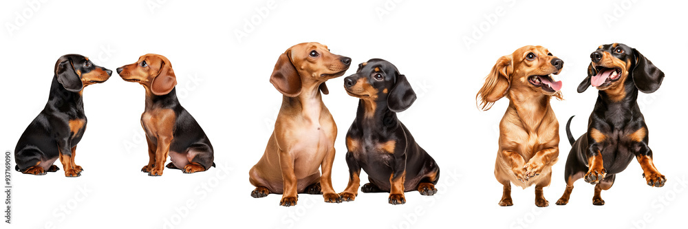 A pair of dachshunds playing together pet element photorealistic lively and affectionate isolated on white and transparent background A pair of dachshunds playing together pet element photorealistic lively and affectionate isolated on white and transparent background