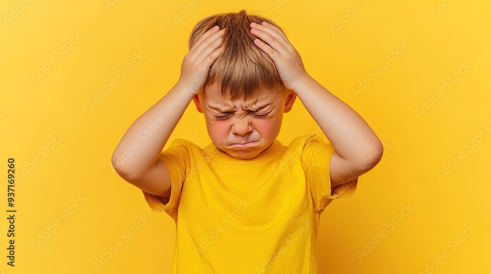 Child feeling frustrated, indoors with soft light Child feeling frustrated, indoors with soft light