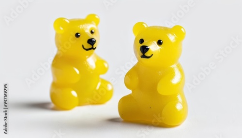  Yellow teddy bears cheerful and bright sitting side by side a delightful sight