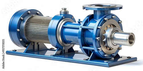 3D Render of a Blue Centrifugal Pump, 3D rendering, industrial equipment, pump, machinery