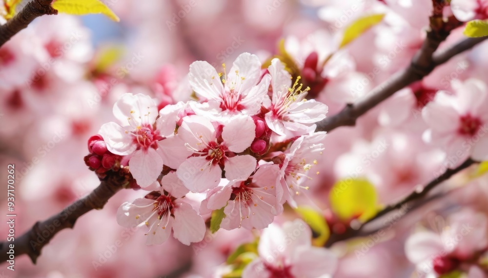 Blooming beauty A closeup of vibrant cherry blossoms Blooming beauty A closeup of vibrant cherry blossoms