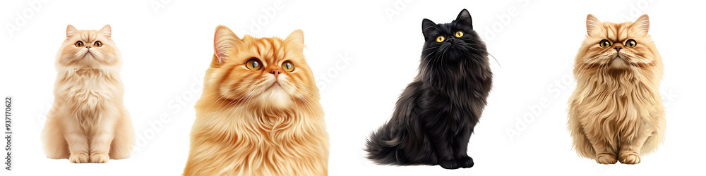 A Persian cat with long fur pet element photorealistic regal and elegant isolated on white and transparent background A Persian cat with long fur pet element photorealistic regal and elegant isolated on white and transparent background