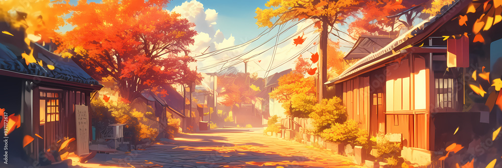 Scenic LOFI House on Cobblestone Street in Stunning Anime Manga Style Scenic LOFI House on Cobblestone Street in Stunning Anime Manga Style